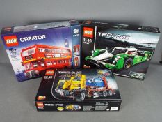LEGO - # 42024 Technics Skip Lorry, # 42039 Technics 24 Hour Race Car, # 10258 Creator London Bus.