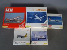 Herpa - A collection of five diecast model aircraft in 1:400 scale by Herpa.