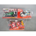 Scalextric - SCX - 3 x boxed slot cars, # 6115 Jaguar F1 car, # 62770 VW Toureg,