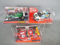 Scalextric - SCX - 3 x boxed slot cars, # 6115 Jaguar F1 car, # 62770 VW Toureg,