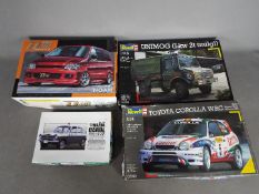 Revell, Aoshima, ARII - Four boxed plastic model kits in various scales.