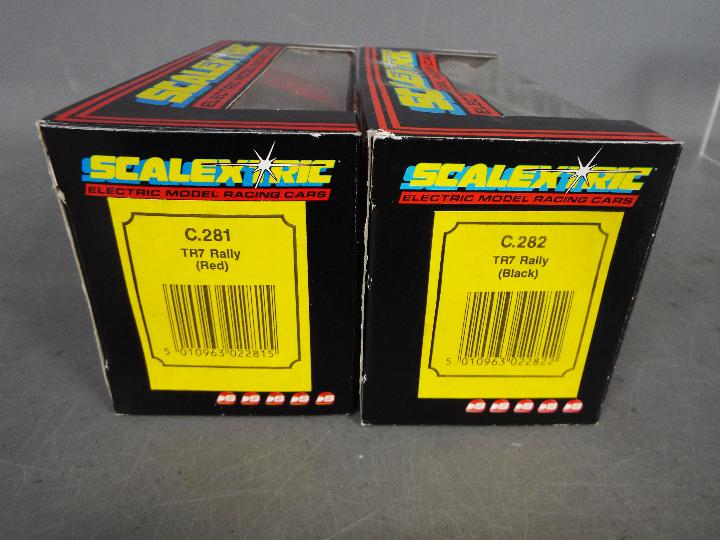 Scalextric - 2 x vintage Triumph TR7 slot cars # C281, # C282. - Image 8 of 8