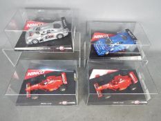 Ninco - 2 x Ferrari F310B and 2 x Mercedes CLK GTR slot car models.