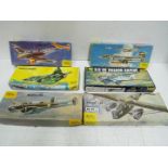 Heller - A squadron of six boxed vintage plastic model aircraft kits in 1:72 scale from Heller.
