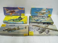 Heller - A squadron of six boxed vintage plastic model aircraft kits in 1:72 scale from Heller.
