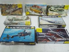 Heller - A fleet of seven boxed vintage plastic model aircraft kits in 1:72 scale from Heller.