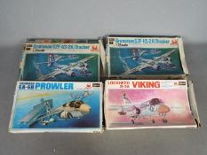 Hasegawa - A fleet of four boxed vintage 1:72 scale plastic model aircraft kits from Hasegawa.