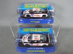 Scalextric - 2 x Audi R8 LMS slot cars # C3232 Pheonix Racing Club car,