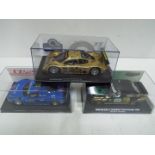 Flyslot - 3 x slot cars including BMW E30 M3, Doran JE4, Sunred SR21 all in perspex display cases.