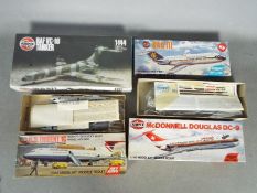 Airfix - Four boxed vintage Airfix plastic model aircraft kits in 1:144 scale.