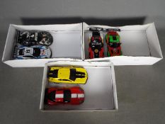 Scalextric - 6 unboxed ex set cars including 2 x Porsche 911 RSR, Mercedes AMG GT3, BMW Z4 GT3,
