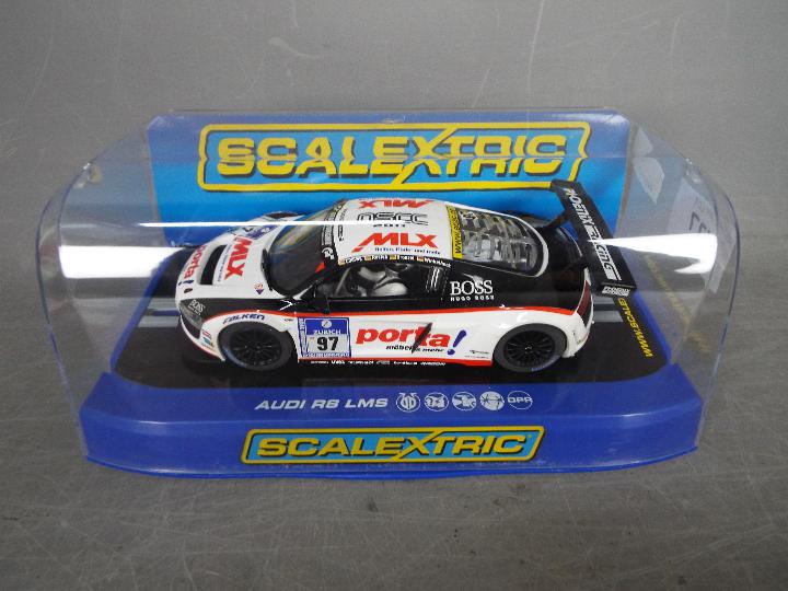 Scalextric - 2 x Audi R8 LMS slot cars # C3232 Pheonix Racing Club car, - Image 4 of 5