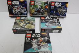 Lego, Star Wars - A group of six boxed Lego Star Wars 'Microfighters'.