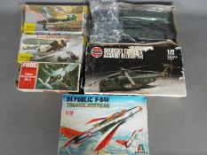 Frog, Italeri, Airfix, Heller - Five boxed plastic model aircraft kits in 1:72 scale.