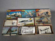 Km, Nichimo, Other - Six vintage plastic model aircraft kits in 1:72 scale.