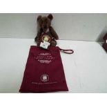 Charlie Bears - "Gallivant". Ready for Teddy travels with bag. Tag attached. 17cm high.