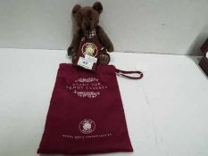 Charlie Bears - "Gallivant". Ready for Teddy travels with bag. Tag attached. 17cm high.
