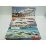 Airfix, Revell - Three boxed vintage model aircraft kits in 1:144 scale.