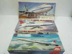 Airfix, Revell - Three boxed vintage model aircraft kits in 1:144 scale.