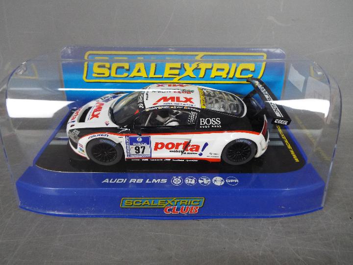 Scalextric - 2 x Audi R8 LMS slot cars # C3232 Pheonix Racing Club car, - Image 2 of 5