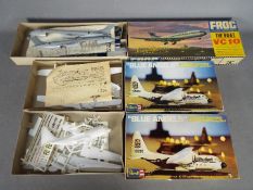 Frog, Revell - Three boxed plastic model kits in various scales.