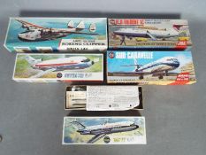 Airfix - Five boxed vintage Airfix plastic model aircraft kits in 1:144 scale.