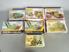 Matchbox - A regiment of seven Matchbox 1:72 scale military vehicle model kits.