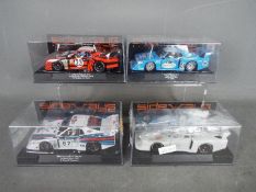 Sideways - 4 x Lancia Montecarlo slot cars, # SW18 in Fruit of the Loom livery,