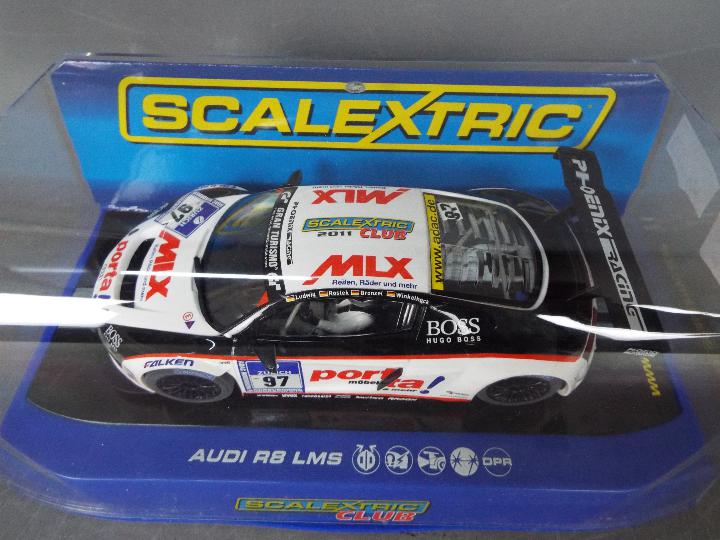 Scalextric - 2 x Audi R8 LMS slot cars # C3232 Pheonix Racing Club car, - Image 3 of 5