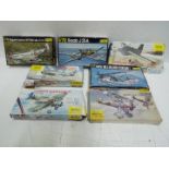 Heller - A collection of seven boxed vintage plastic model aircraft kits in 1:72 scale from Heller.