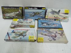 Heller - A collection of seven boxed vintage plastic model aircraft kits in 1:72 scale from Heller.