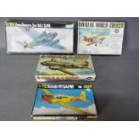Airfix, Heller, William Bros - Four boxed plastic model aircraft kits in 1:72 Scale.