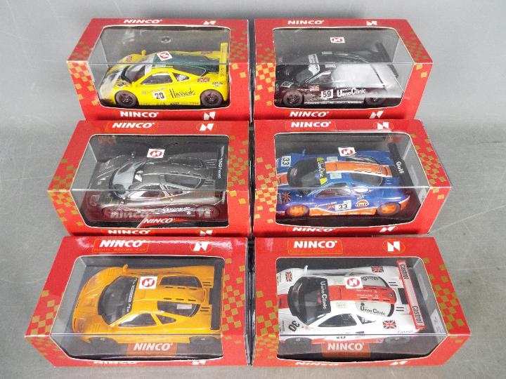 Ninco - 6 x McLaren F1 road and race cars in various liveries including # 50140 Gulf,