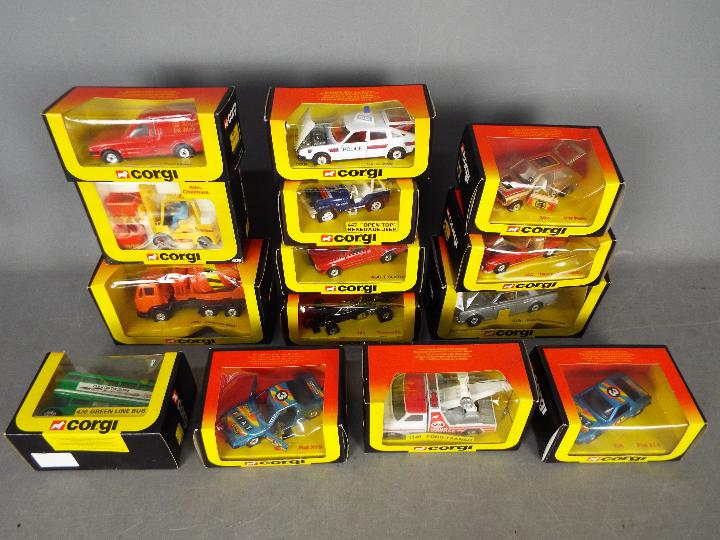 Corgi - A collection of 14 x boxed vehicles mostly in 1:36 scale including VW Polo # 302,