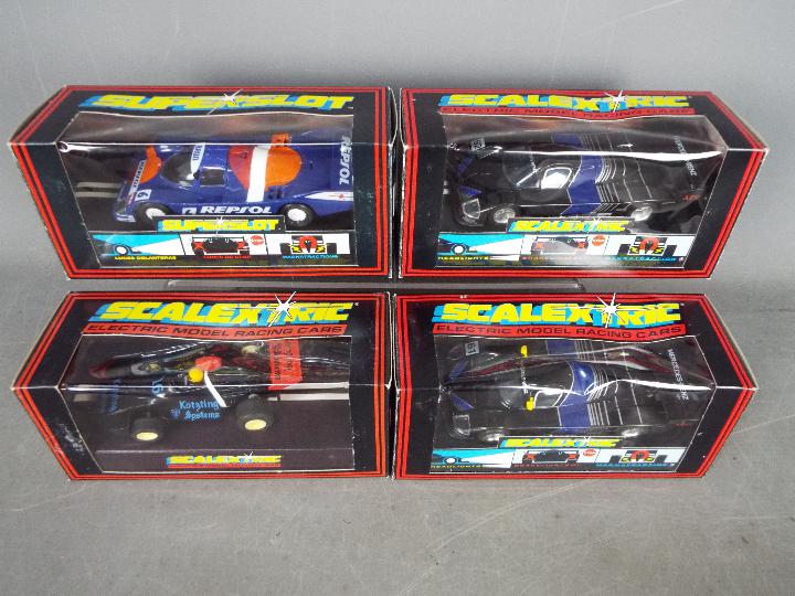Scalextric - 4 x slot cars including 2 x Sauber Mercedes, Porsche 962, Kotzting car.