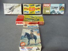 Airfix, Frog, Merit - Five boxed plastic model kits in various scales.