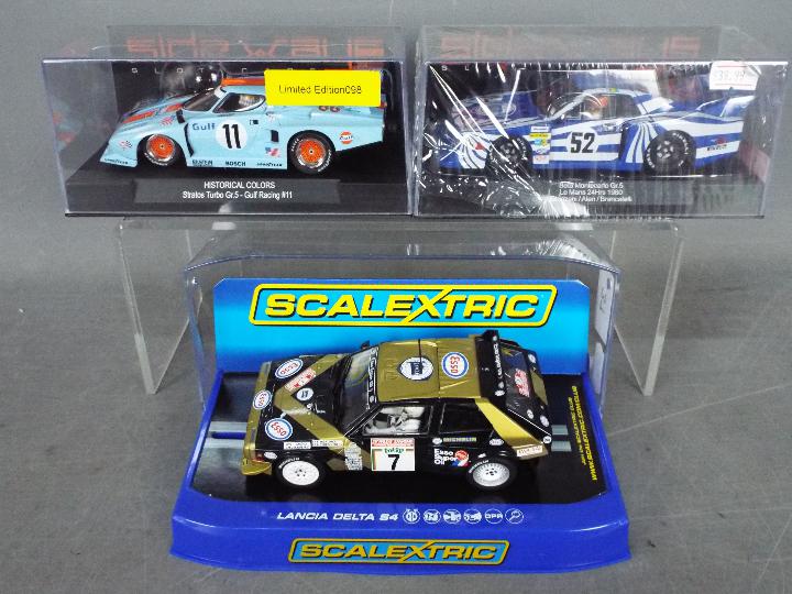 Sideways - Scalextric - 3 x Lancia slot cars.