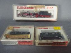 Fleischmann - Three boxed Fleischmann N gauge locomotives.