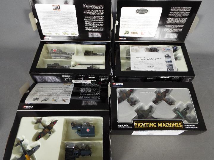 Corgi - Four boxed diecast model military vehicles and aircraft sets.