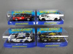 Scalextric - 4 x racing cars including 2 x Lotus Evora and 2 x Bentley Continental models.