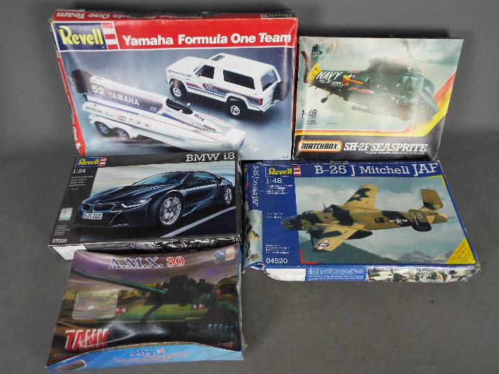 Revell, Matchbox, Other - Five boxed plastic model kits in a variety of scales.
