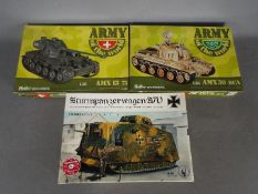 Tauro Models, Heller - Three boxed 1:35 scale military vehicle plastic model kits.