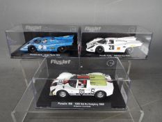 Flyslot - 3 x Porsche racing cars, # F07101 Carrera 6 in 1968 Nurburgring livery,