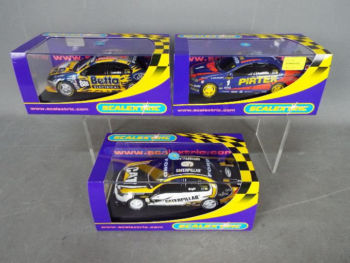 Scalextric - 3 x Ford BA Falcon race cars.