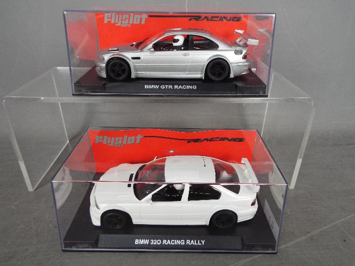 Flyslot - 2 x BMW 3 series racing models, # F21201 BMW 320 racing in white,