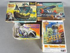 Airfix, Revell, Monogram, Comet Miniatures - Four boxed plastic model kits in a variety of scales.