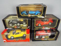 Bburago - 5 x cars in 1:18 scale including Ferrari 360 Modena, Dodge Viper,