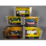 Pink-Kar - 5 x slot cars including 4 x Bugatti Type 59 models and an Auto Union Type C.