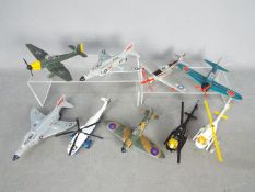 Dinky - Corgi - A fleet of 7 x unboxed Dinky and 2 x Corgi aircraft including P47 Thunderbolt # 734,