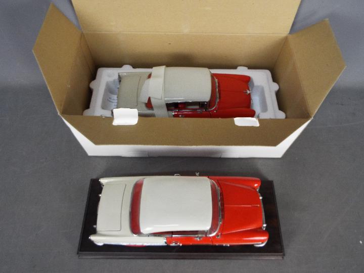 Danbury Mint - 2 x 1:16 scale 1955 Chevrolet Bel Air models, both have some damage,